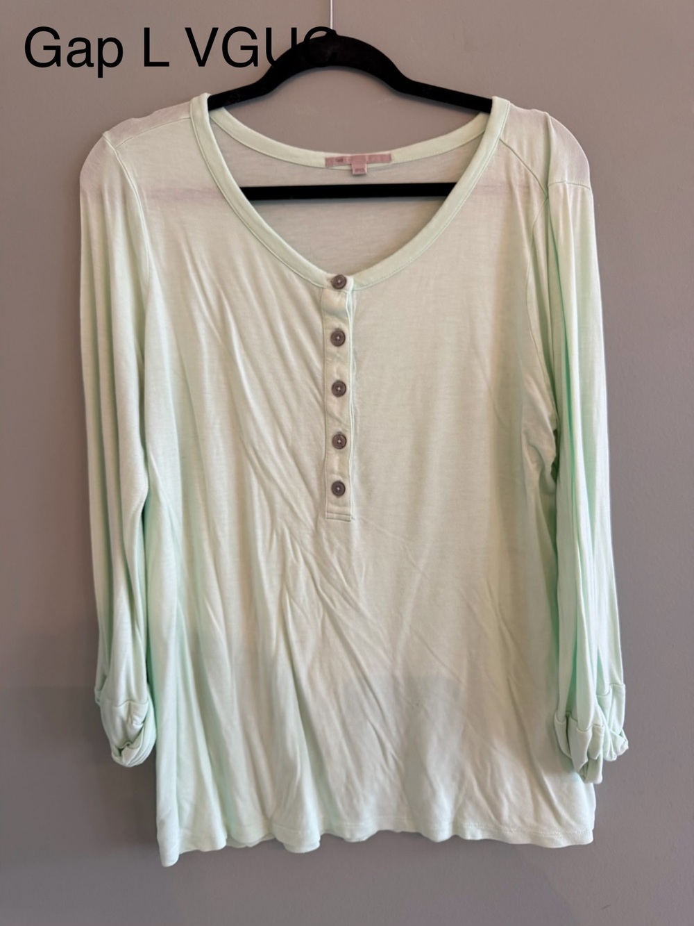 GAP Mint Green Long Sleeve Henley Top